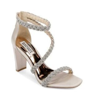 Badgley Mischka Heeled Sandals 8 Strappy Block Heel Glam Wedding Bridal Fenix